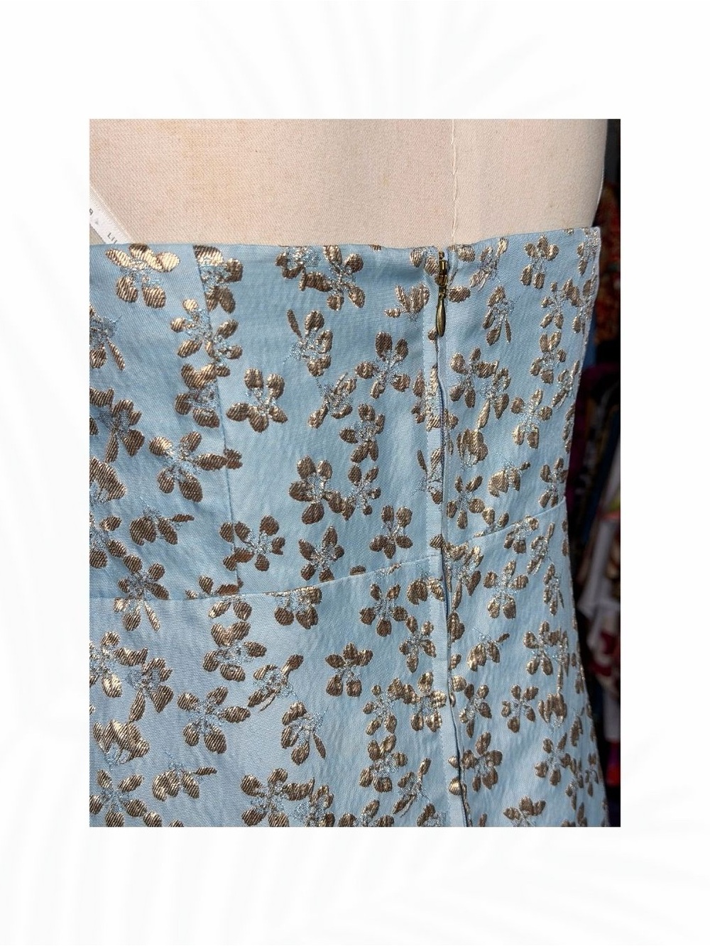 Lilly Pulitzer Strapless Blue Gold Floral Brocade Maxi Dress Size 6 - Picture 10 of 10